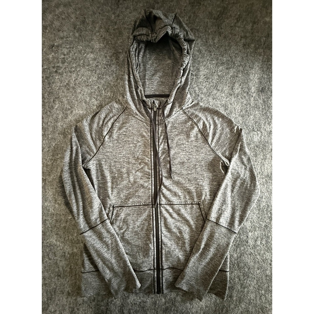Athleta Speedlight Full Zip Hoodie Womens M Heathered Gray Running 486403 FA19